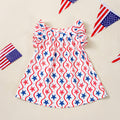 Direct Factory Sales Cross-border 4th of July Girls' Printed Star Flutter Sleeve Princess Dress Party Outfit