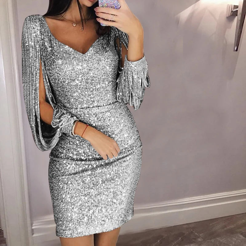 New Year's Eve Party Long Sleeve Dress