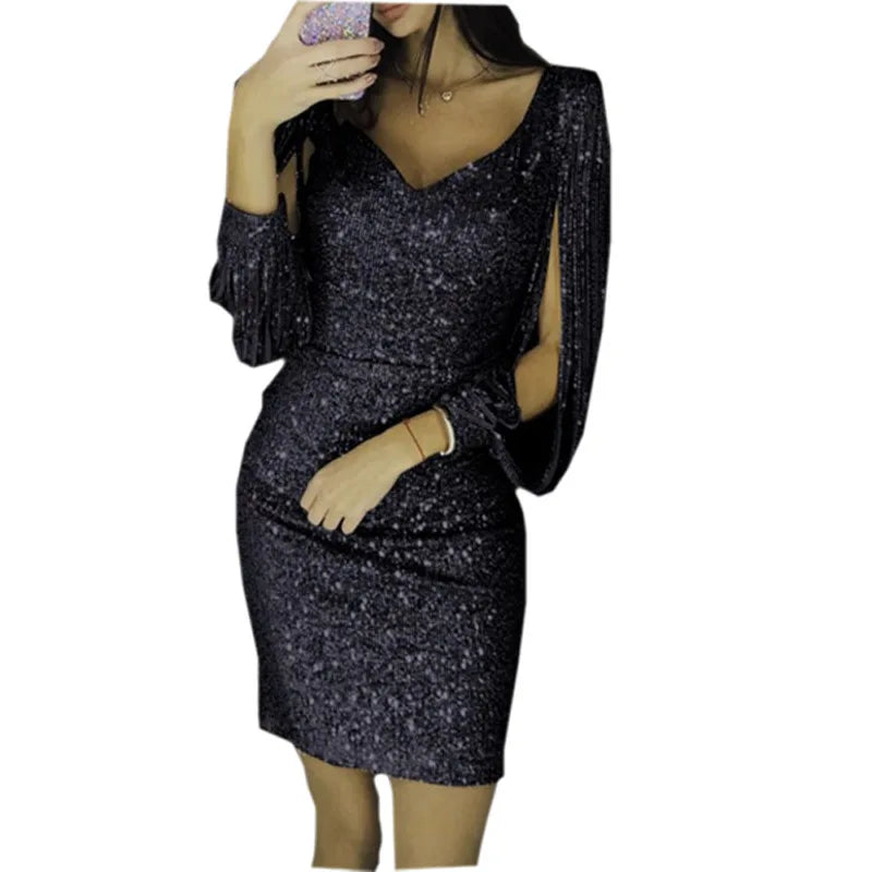 New Year's Eve Party Long Sleeve Dress