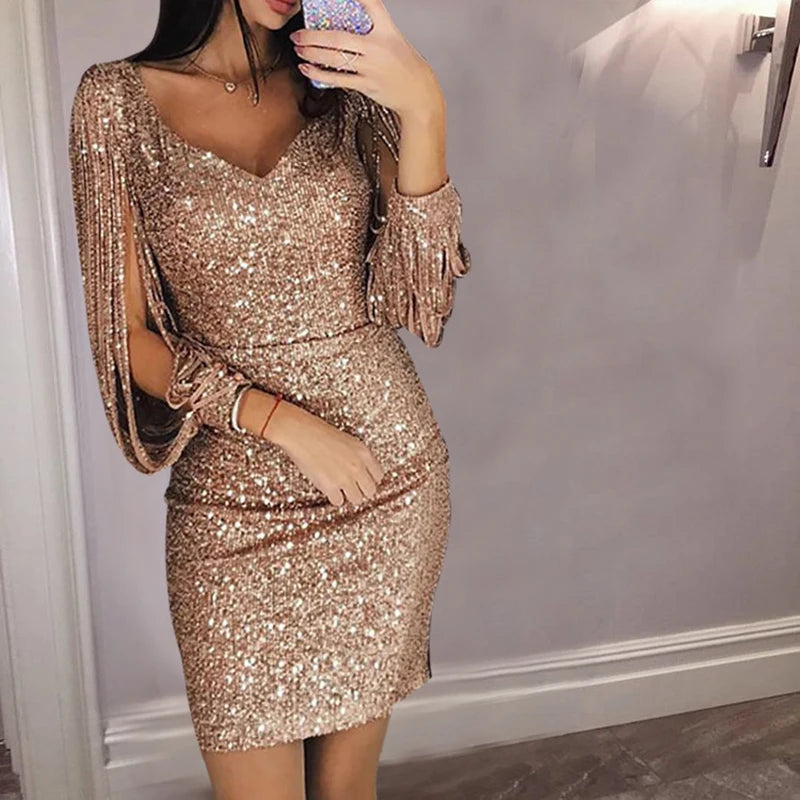 New Year's Eve Party Long Sleeve Dress