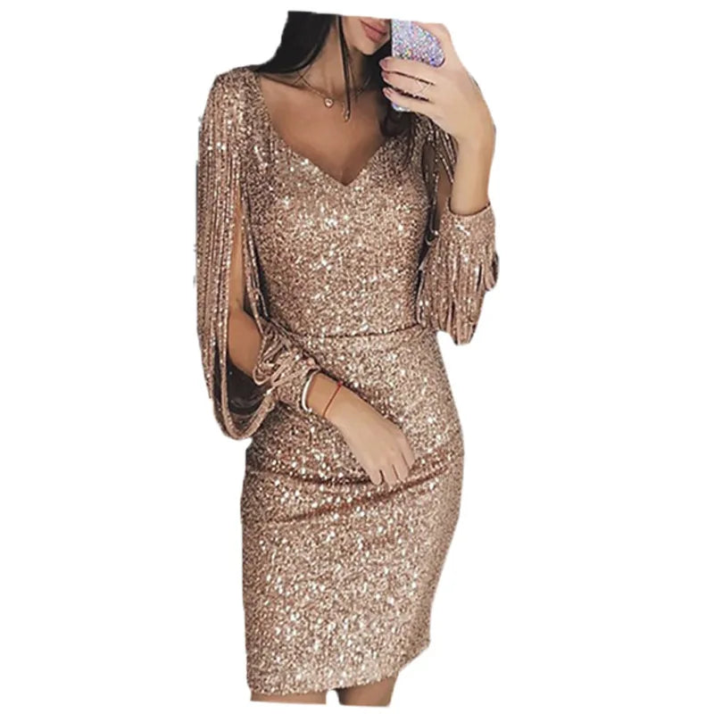 New Year's Eve Party Long Sleeve Dress