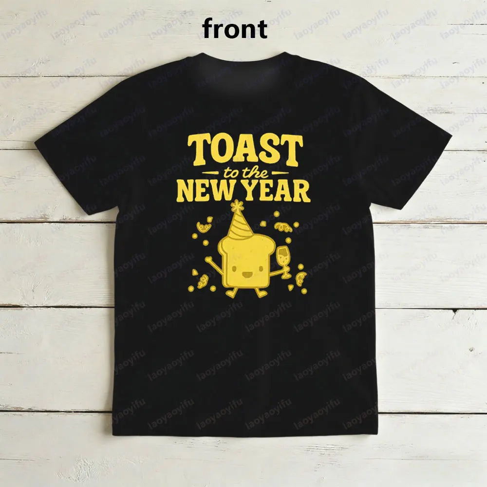 New Year's Toast T-shirt Funny New Year Eve Tee Hello 2026 Tee Holiday Party Tshirt Men Women Fashion Casual Festival Costumes