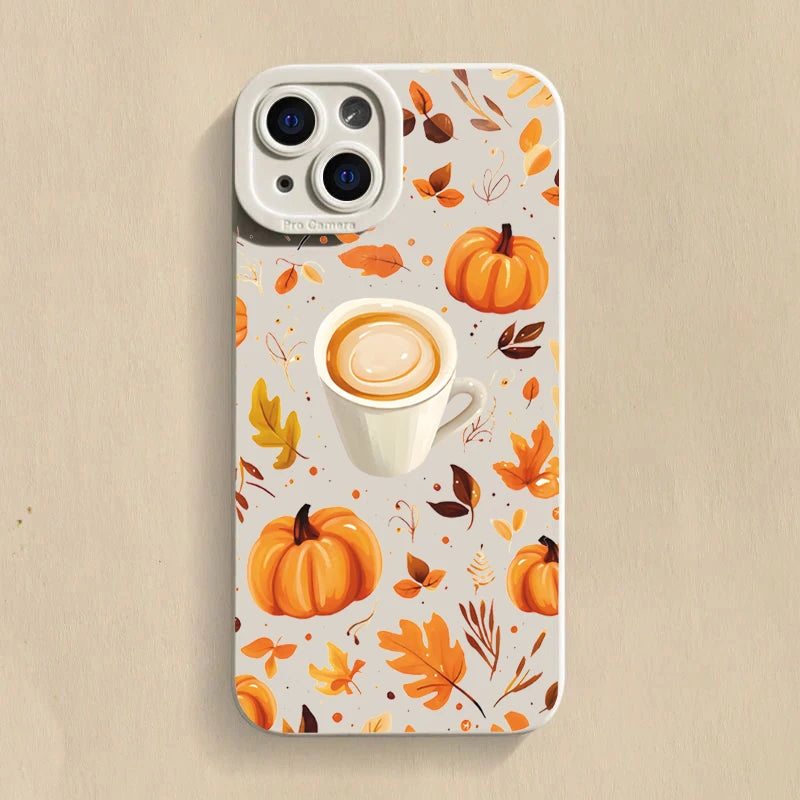 Autumn Pumpkin Coffer Phone Case For iPhone 18 17 16 15 14 13 12 11 Pro Max 17 Air 16E XS X XR 7 8 Plus SE Shockproof Soft Cover
