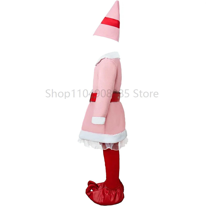 New Arrival Children New Year Holiday Dress Up Green the Elf Boy Christmas Outfit Pink Elf Girls Costume