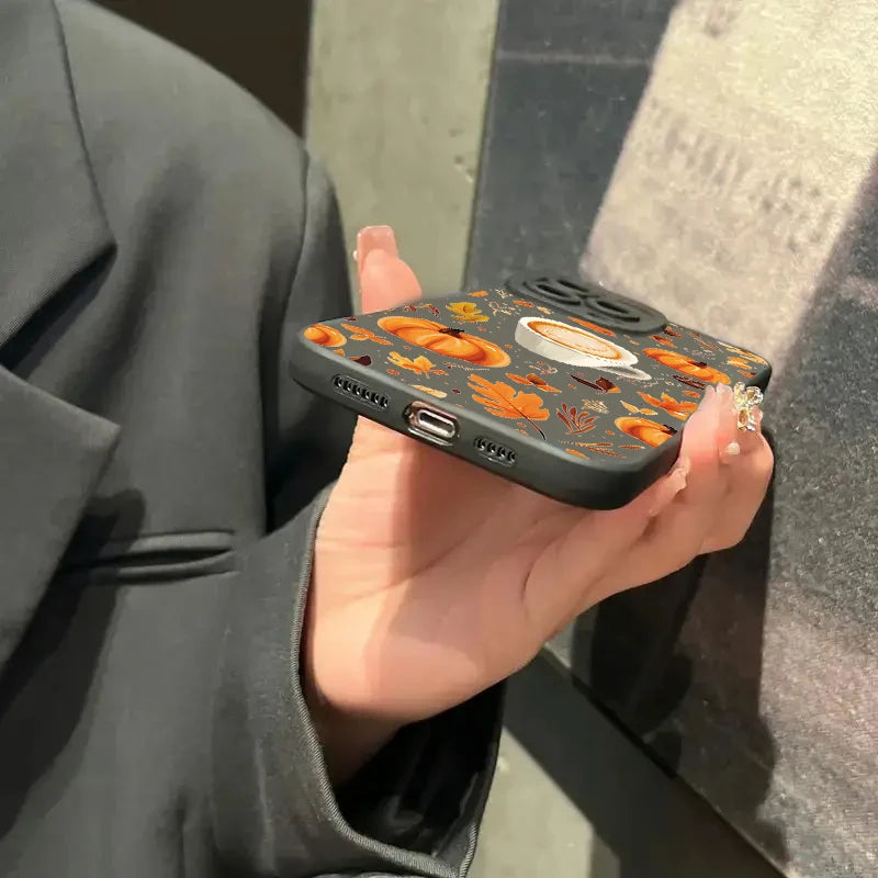 Autumn Pumpkin Coffer Phone Case For iPhone 18 17 16 15 14 13 12 11 Pro Max 17 Air 16E XS X XR 7 8 Plus SE Shockproof Soft Cover