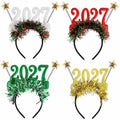 2027 Happy New Year Glasses Headband Glitter Tinsel Party Eyewear Hairband New Year's Eve Costume Photo Booth Props Party Favors