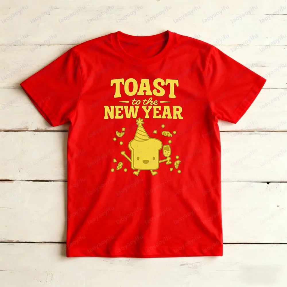 New Year's Toast T-shirt Funny New Year Eve Tee Hello 2026 Tee Holiday Party Tshirt Men Women Fashion Casual Festival Costumes