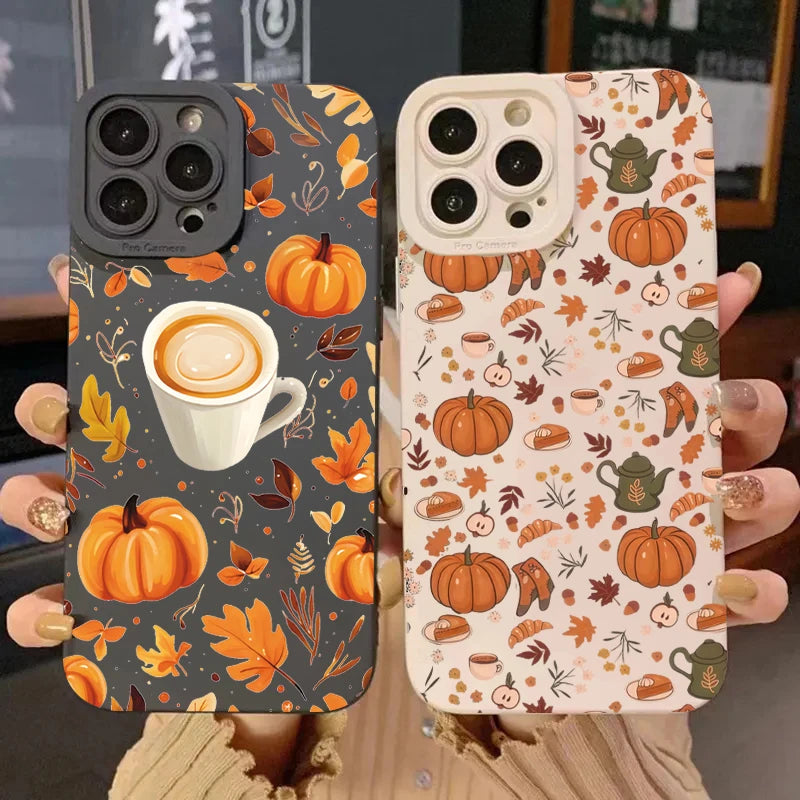 Autumn Pumpkin Coffer Phone Case For iPhone 18 17 16 15 14 13 12 11 Pro Max 17 Air 16E XS X XR 7 8 Plus SE Shockproof Soft Cover